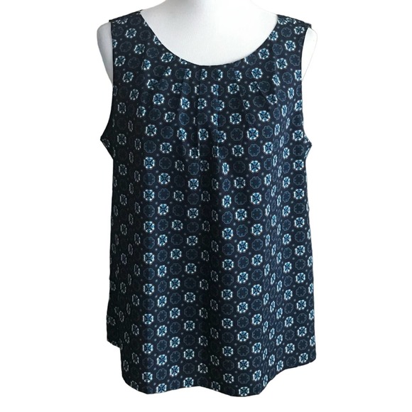 LOFT Tops - ANN TAYLOR LOFT BLUE MEDALLION PRINT LOOSE FIT TOP LARGE